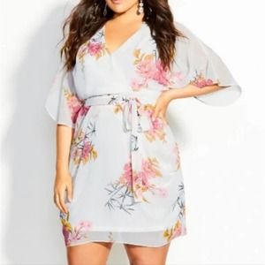 CITY Chic Wrap Dress Beloved Ivory floral boho size S / 16 new!
